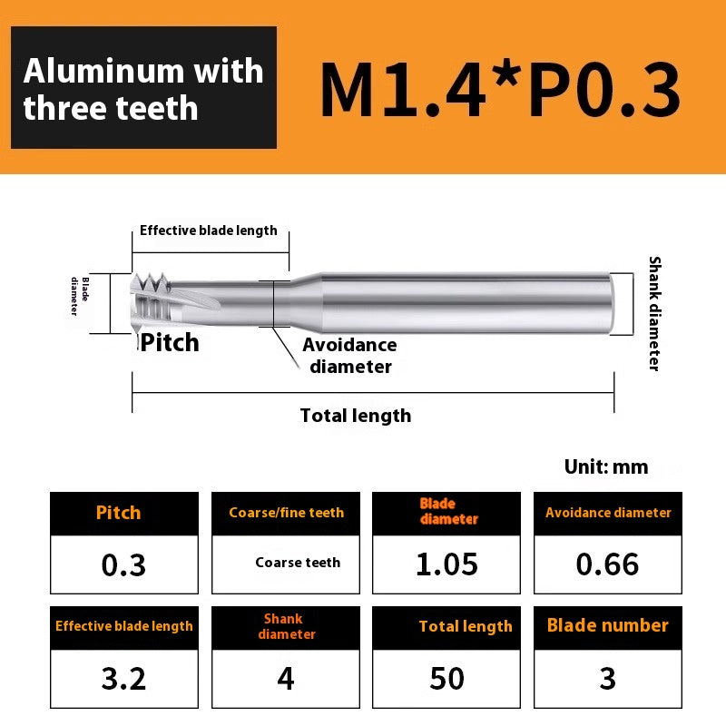 2135-65° aluminum with colorful thread milling cutter lengthened single tooth three-tooth full thread machining center tungsten carbide milling cutter M3M4M5 Shandong Denso Pricision Tools Co.,Ltd.
